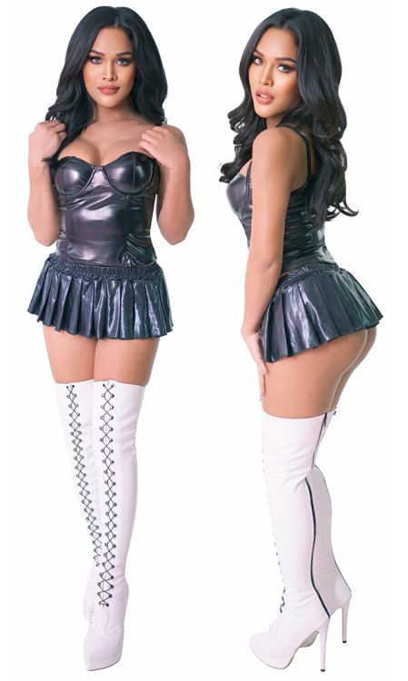 6 inch Custom size Leather Lace-up Thigh Boots