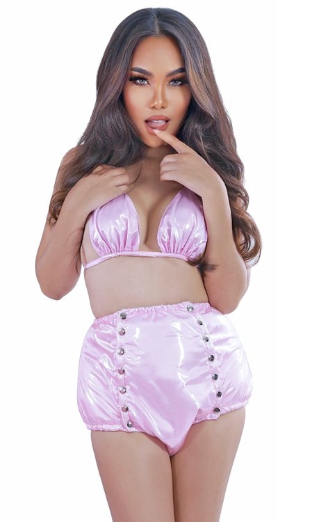 High-Waist Plastic Bubble Panties