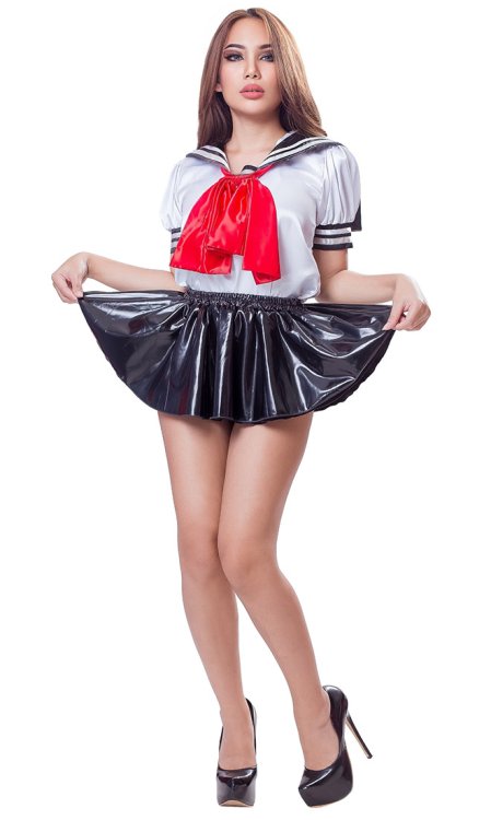 Cosplay Sailor Blouse with PVC Flap