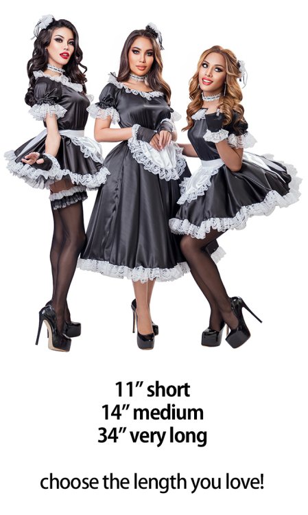 Emerald Green Satin French Maid