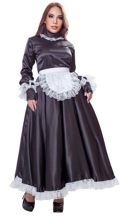 Gaia Long Satin French Maid Uniform