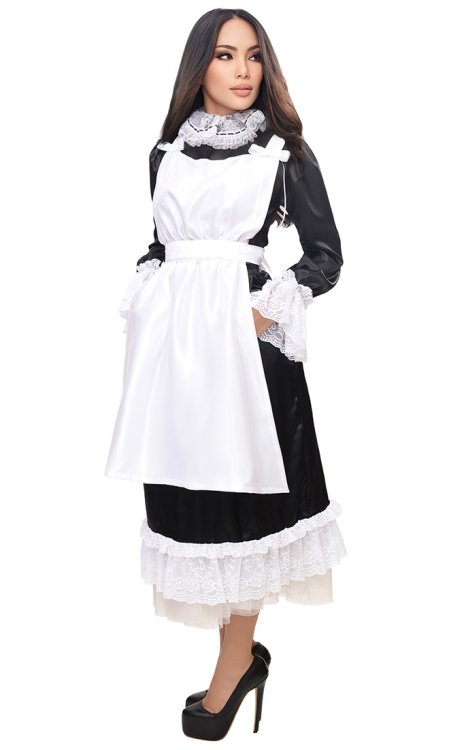 Luxury High-Neck Satin Parlour Maid