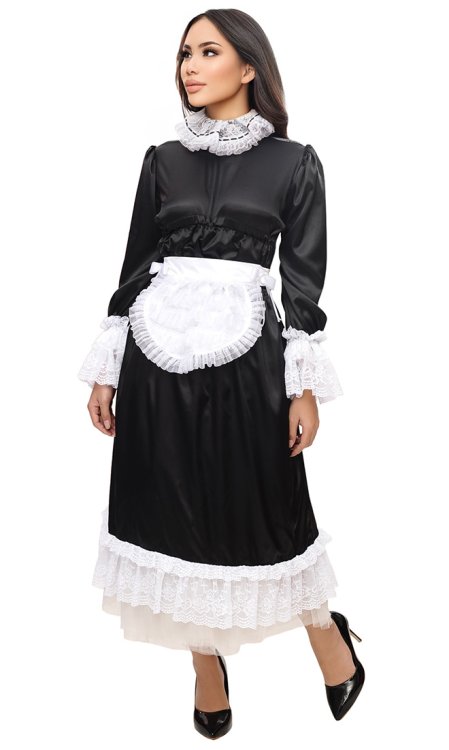 Luxury High-Neck Satin Parlour Maid