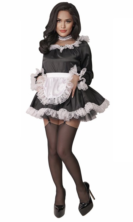 Satin French Maid with long sleeves