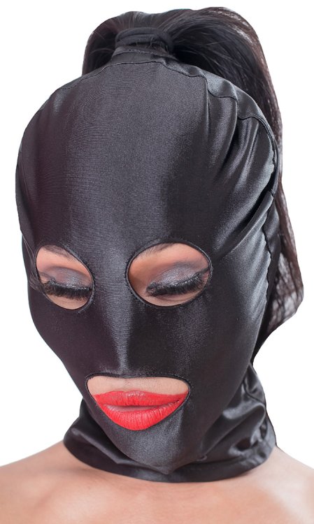 Satin Eyes & Mouth Hood with Ponytail