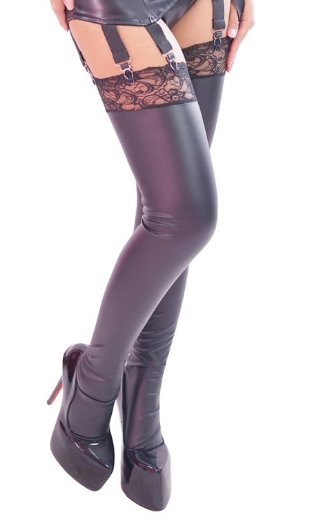 Tammie Leatherette and Lace Stockings