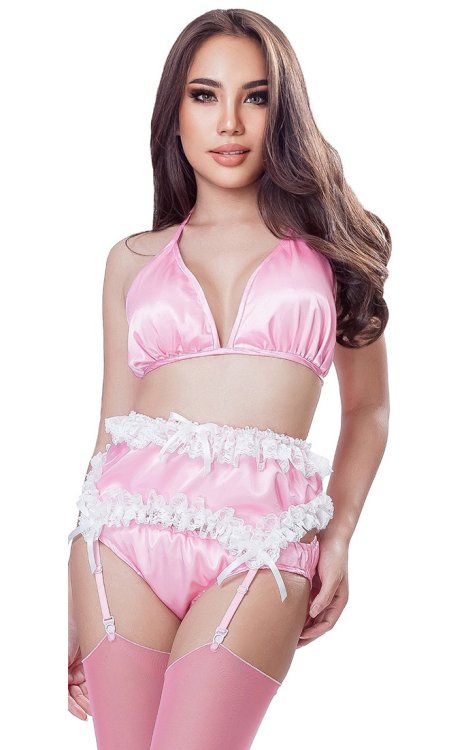 Bonnie Pink Satin Suspender Belt