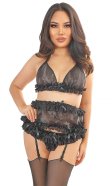 Meli Black Glass-Silk Suspender Belt