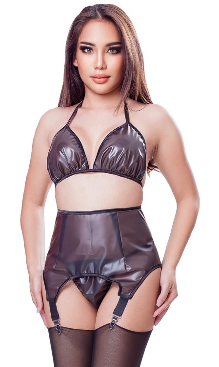 Talia Popper Plastic Suspender Belt