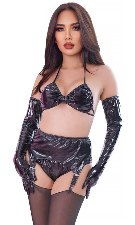 Talia Popper PVC Suspender Belt