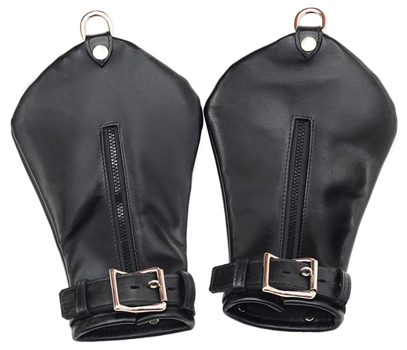 leather bondage gloves zip bon120 2