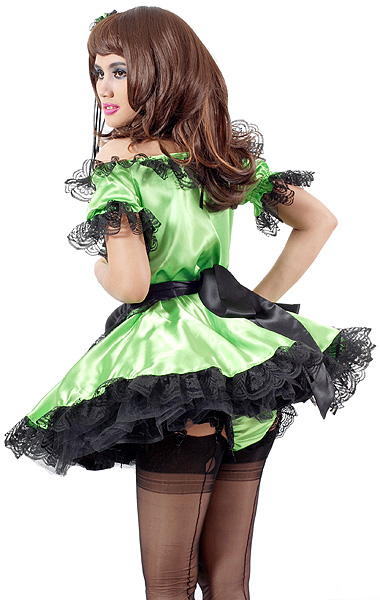 emerald green satin french maid 3