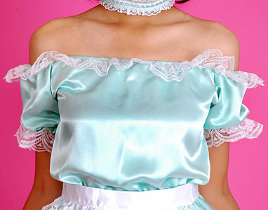 green satin french maid uniform 4