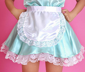 green satin french maid uniform 5