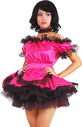 shocking pink satin french maid 1