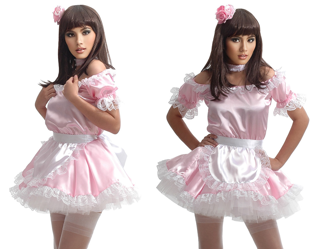 pink satin french maid 04