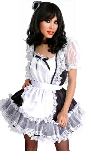 luxury frilly satin sissy maid 5