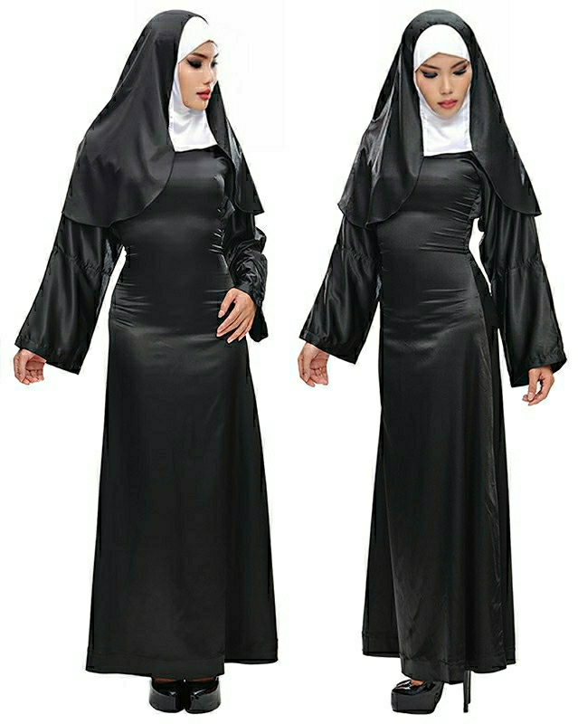 full body satin nun 01