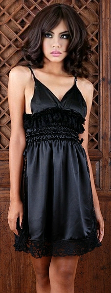 yvette satin slip with side split 1