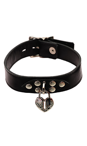 Lock-Heart Leather Collar