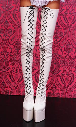 Adarra 8 inch PVC Virginal Thigh Boots