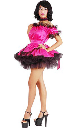 Shocking-Pink Satin French Maid