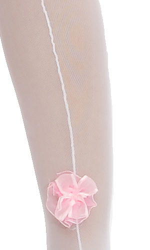 Sheer Seamed Flower Stockings